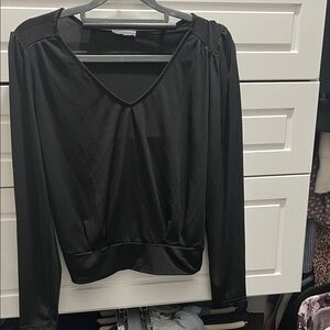 Chic Black V-Neck Women's Blouse